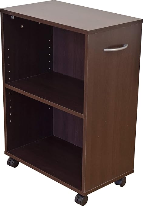 Amazon Co Jp シンプルチェスト カラーボックス 2段 可動棚 取っ手 キャスター付き ダークブラウン デザイン家具 ホーム キッチン