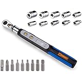Summit Tools Bit-Head Digital Torque Wrench, 1/4 inch Drive Adopter, 0.74 - 14.75 ft-lbs Range, Measure Peak Torque, Compact 