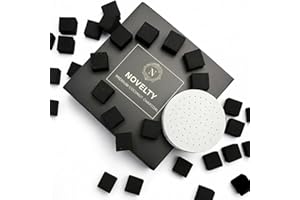 NOVELTY N TIMELESS TRADITION Novelty Coconut Charcoal Cubes with 5.5" Aluminum Foil – Premium 25mm Natural Coals, 72 Pieces, 1kg Box – Lightweight, Long-Lasting & Clean Burn (Pack of 1)