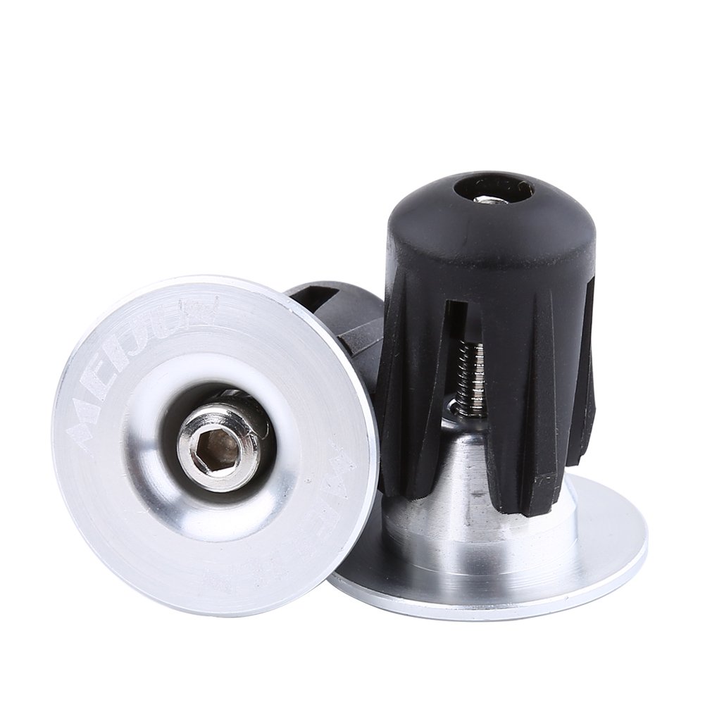 VBESTLIFE 2pcs Bicycle Handlebars Bar Grips End Plugs Bar End Plugs Perfect for Most Bicycles Road Bike(Silver)