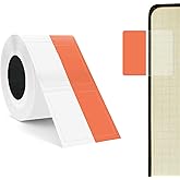 SUPVAN T50M Series Label Maker Thermal File Label, 0.98'' × 0.51'' + 0.59'' (25 × 13 + 15 mm) 100 PCS/Roll Genuine Laminated Waterproof Oilproof Adhesive Auto Detect Labels, Black on Orange