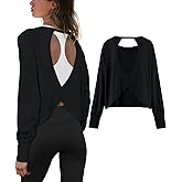 DERAX Womens Open Back Long Sleeve Workout Tops Athletic Shirts Casual Running Tee Y2k Yoga Gym 2026 Spring Tops