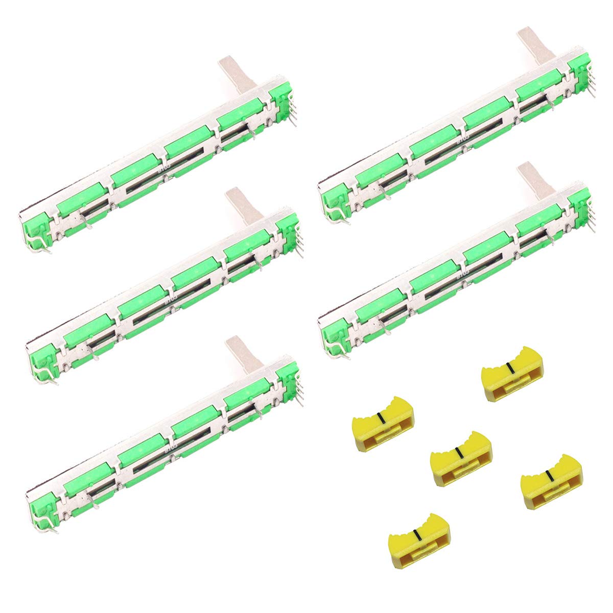 Youmile 5PCS Straight Slide Potentiometer Mixer Fader B103 10K Ohm 75mm Dual Channel Fader