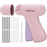 Stitch Gun for Clothes, Handheld Quick Clothing Fixer, Mini Sewing Kit, Tag Gun Includes 2 Needles, 1000 Black Fasteners & 1000 White Fasteners (Pink)