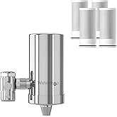 Waterdrop FC-06 Water Filter for Sink Faucet with 4 Filters | Reduce Chlorine, 360&deg; Rotating Stainless Steel, NSF Certified Faucet Water Filter for Kitchen Sink, 1 Year Long Life