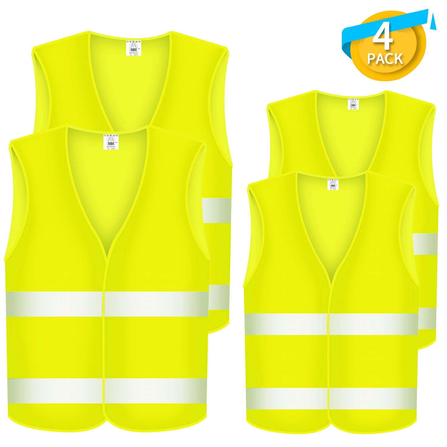 Gilet Catarifrangente FRTAOOP 4 Pezzi - Alta Visibilità 360° Taglia Universale - Foto 8