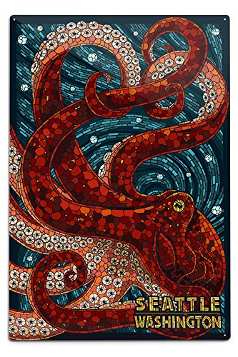 Seattle, Washington - Octopus Mosaic 12x18 Aluminum Sign