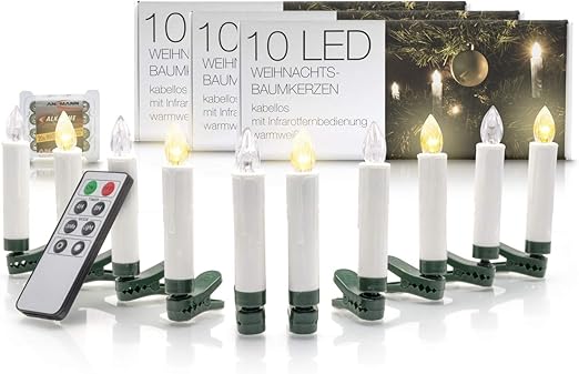 Led Universum Kabellose Weihnachtsbaumbeleuchtung Dimmbare Batteriebetriebene Led Kerzen Mit Fernbedienung Und Timerfunktion 30er Set Warmweiss Mit Verschiedenen Modi Drahtlos Inklusive Batterien Amazon De Beleuchtung