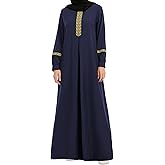 WSPLYSPJY Womens Muslim Abaya Dress Zipper Islamic Robe Pockets Maxi Prayer Clothes with Hijabs