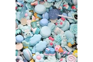 BOMBOM TREE 50 Pcs Slime Charms Easter Set DIY Craft Mixed Making Resin Jewery Making Kit, Resin Flatback Slime Beads Making Supplies for DIY Scrapbooking Crafts (Blue)