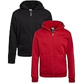 Quad Seven Boys Zip Up Hoodie - 2 Pack Soft Fleece Basic Hooded Sweatshirt for Boys with Pockets (Sizes: 8-18)