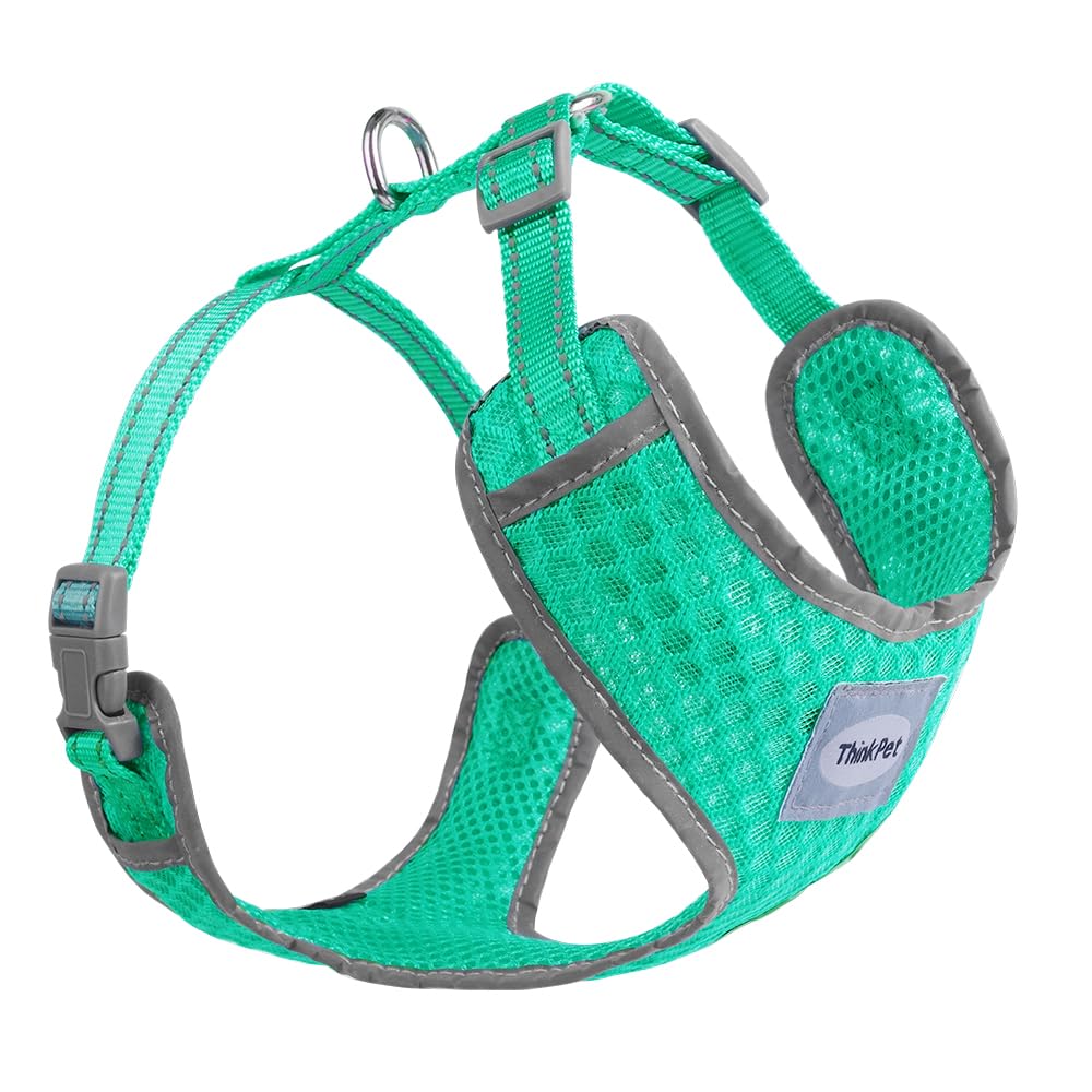 ThinkPet Reflective Breathable Soft Air Mesh No Pull Puppy Choke Free Over Head Vest Ventilation Harness for Puppy Small Medium Dogs (Neon Green,L) — image 1