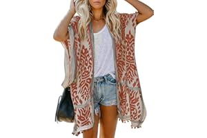 Dokotoo Womens 2024 Summer Beach Hawaiian Vacation Long Kimono Cardigans Swimsuits Cover ups
