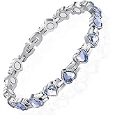 UtenoTureH Magnetic Bracelets for Women, Titanium Steel Therapy Magnetic Bracelets for Couples with Neodymium Magnets & Sparkling Crystals Health Jewelry Gifts