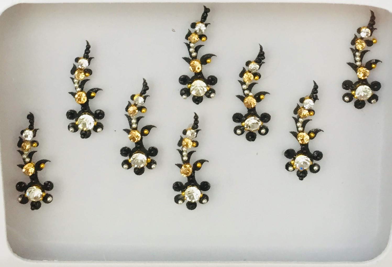 BBW19 Black Bindi Gold Silver Stone Pearl Beading Bindi Tattoo Forehead Sticker Wedding Tikka Indian Fancy Party Arabian Face Gem Body Art