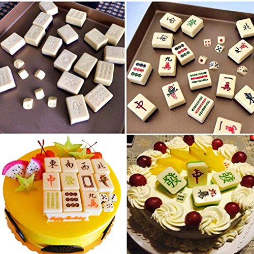 Yunko The Intact Chinese Mahjong 1:1 Chocolate Ice Cube Soap Candy Mold Silicone Cake Decor (2 Pack)