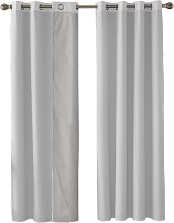 Deconovo Lot De 2 Rideaux Blanc Doublure Gris Argenté Isolant Thermique Pour Fenêtre De Chambre à Oeillets 140x180cm