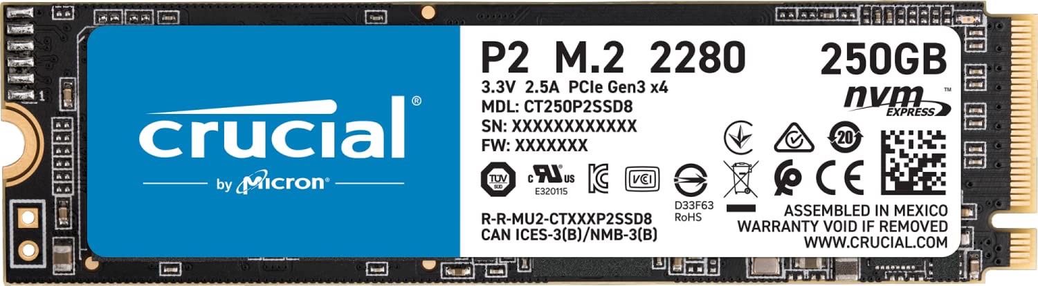 Crucial P2 250GB M.2 PCIe Gen3 NVMe Internal SSD - Up to 2400MB/s - CT250P2SSD8 โ image 1