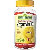Sesame Street Daily Sunshine Vitamin D3 Kids Gummy by Webber Naturals, 180 Gummies, 600 IU of Vitamin D Per Gummy, For Childr