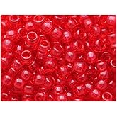 BeadTin Autumn Red Transparent 9mm Barrel Plastic Pony Beads (500pcs)