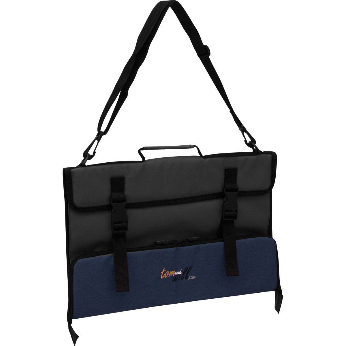 Tom & Will 99MC-285 Music Case - with Long Accessory Pocket - Black with Navy Trim with Grey and Navy Piping