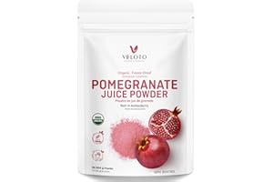 VELOTO Organic Freeze-Dried Pomegranate Juice Powder - 100% Pure Antioxidant Superfood for Smoothies, Yogurt & Baking, Non-GM