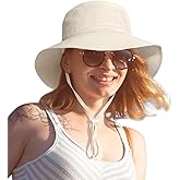 Women Wide Brimmed Sun Hat,Summer Foldable Beach Bucket Hat with UV Protection for Women Young Girls