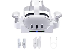 Mcbazel Charging Dock for Oculus/Meta Quest 3 VR Headset and Controller Wall Mount Charging Stand with 2 Rechargeable Batteri