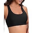 Women Racerback Sports Swim Bra High Neck Bikini Tops Black Workout Bathing Suit Padded Tops Only