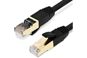 Vultic Flat Cat 7 Ethernet Cable, [3ft / 1M] Internet Network LAN High Speed [10Gbps / 600Mhz] RJ45 Computer Cord (Black 3ft)