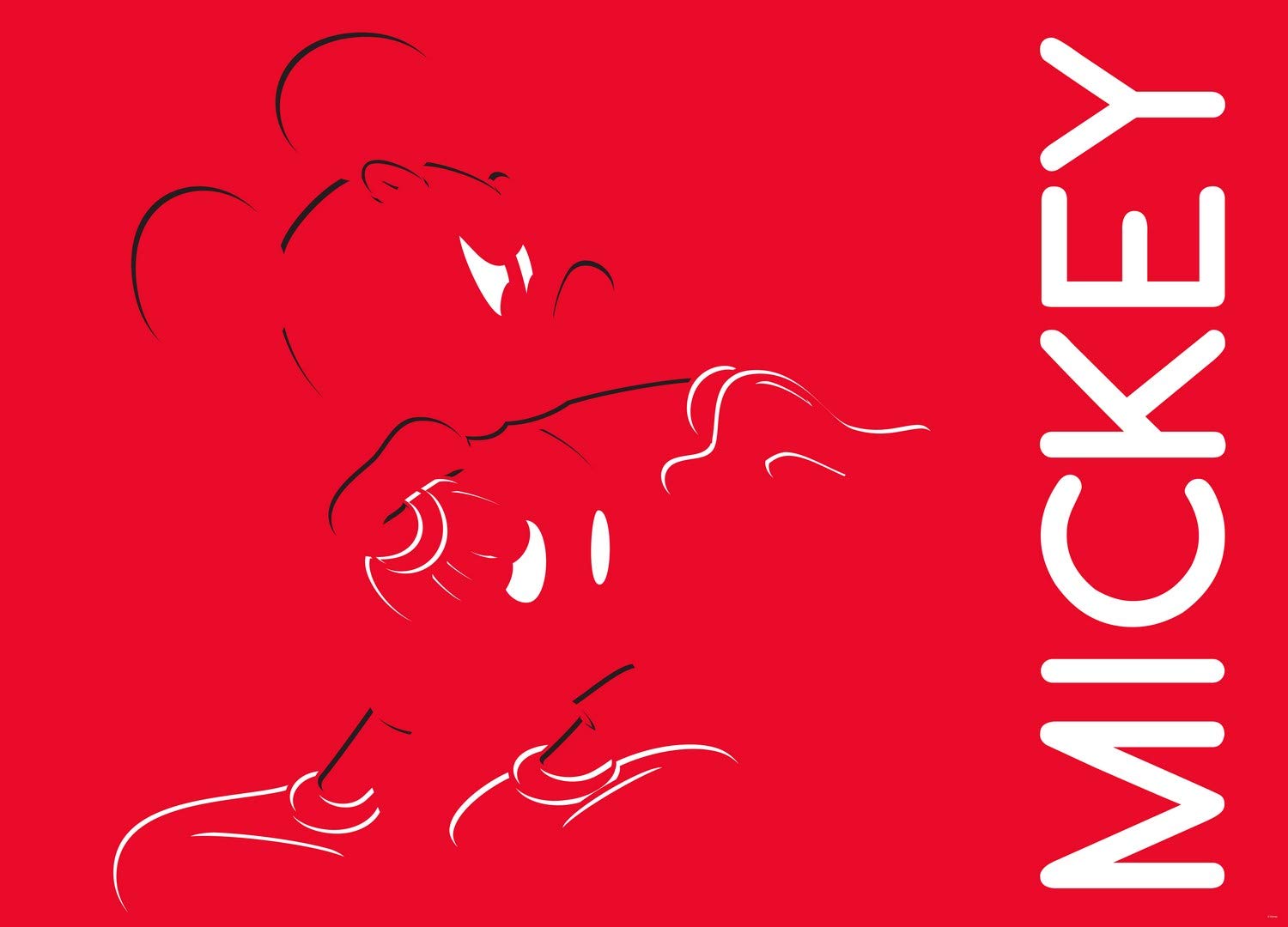 AG Design Disney Mickey Mouse on Red Background Non-Woven Photo Wallpaper 160 x 110 cm FTDN M 5270, Multicoloured