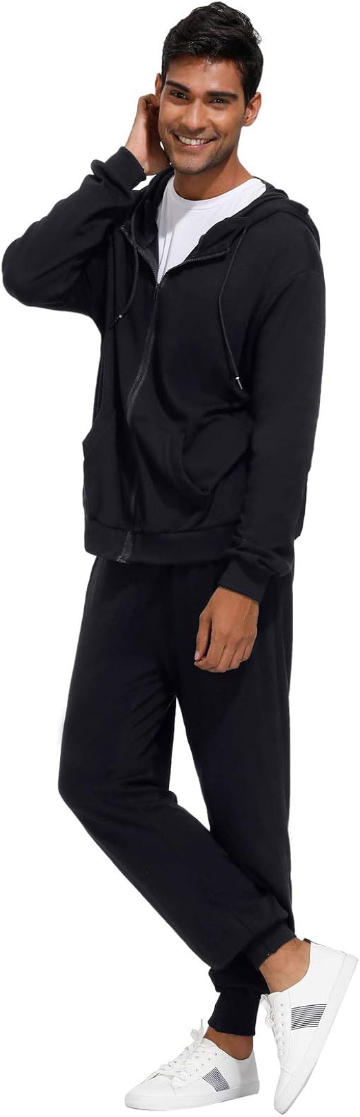 Mens Outfits Tracksuit 2PCS Set Long Sleeve Zip Hooded Jacket