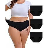 INNERSY Women's Period Underwear Plus Size Heavy Flow High Waisted Cotton Leak Proof Menstrual Panties 3-Pack