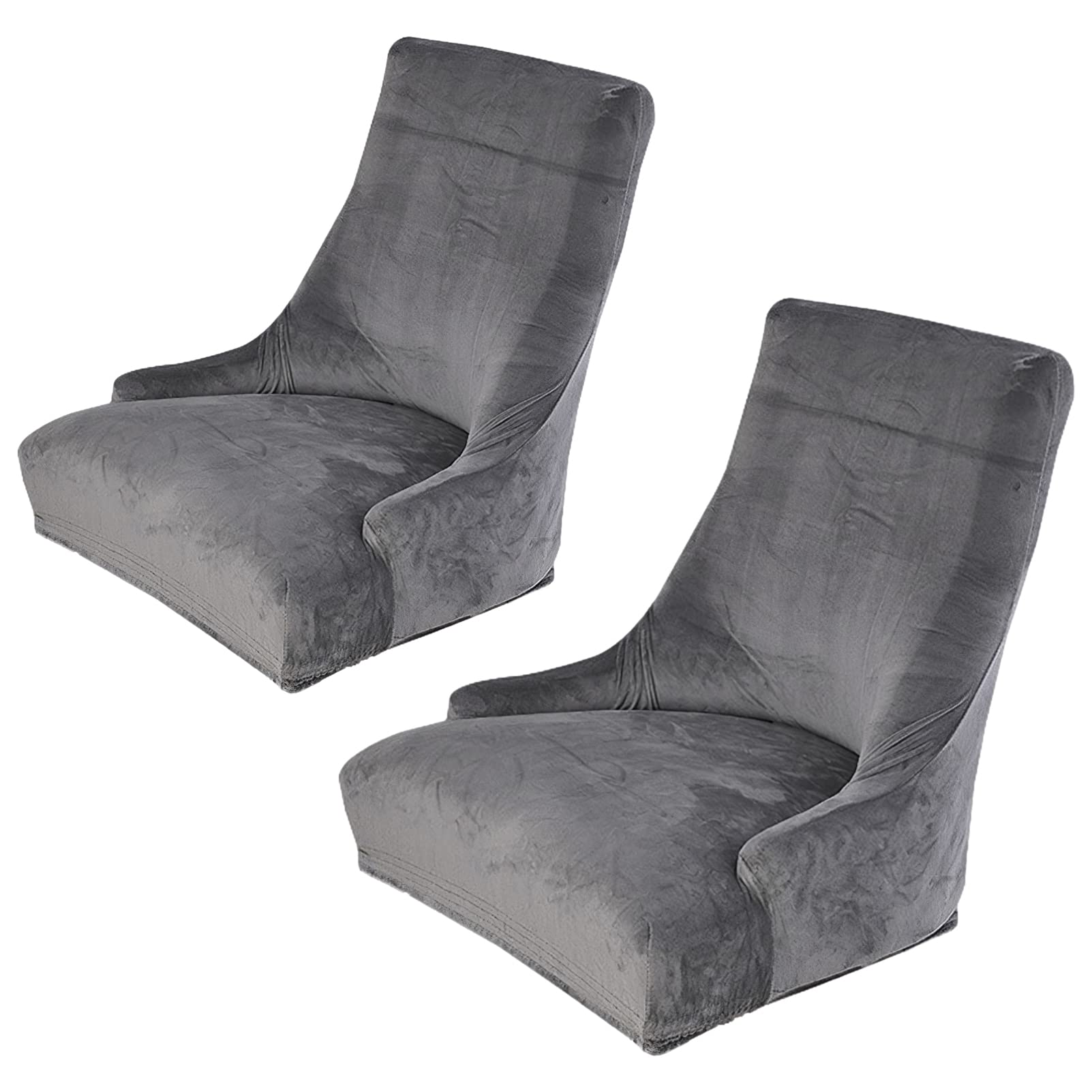rismart Stretch Wingback Side Chair Covers Removable Spandex Seat Slipcovers for Armchairs Dark Grey 2 PCS