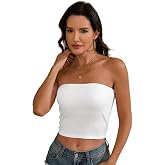 DSPSAM Womens Strapless Tube Top Backless Double Lined Bandeau Crop Top