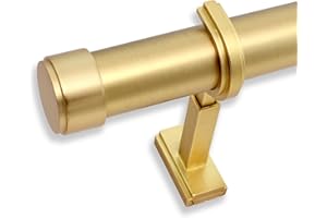 BlastHome® Luxury 3.5 ft Custom Curtain Rod – 1 1/4" Large Diameter – Premium Brackets & Endcaps – Nonadjustable Rods Connect for a Seamless Look – Brushed Gold Finish