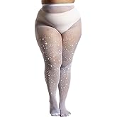MERYLURE Indestructible Ultra Sparkly Tights for Women, Rhinestone Fishnet Party Stockings for Women, Jeweled Plus Size