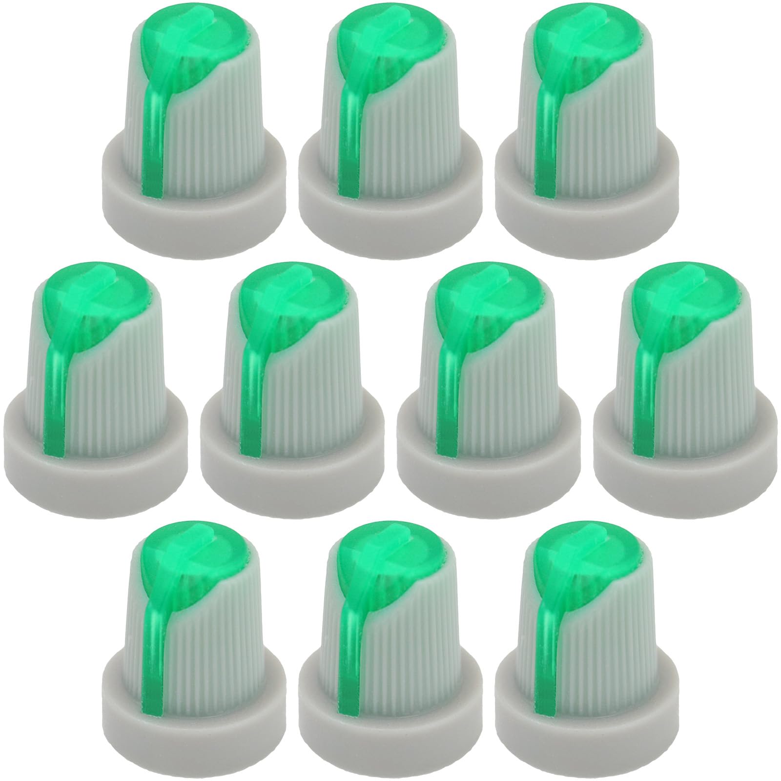 6mm Splined Hole AG5 Illuminateable Grey Body Plastic Colour Indicator Control Knob Pack of 10 (Green)