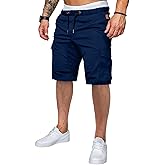JMIERR Mens Casual Cargo Shorts - Cotton Drawstring Stretch Summer Beach Shorts Twill Chino Short with 6 Pockets