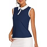 COOrun Golf Polo Shirts for Women Sleeveless Sports Shirts Zipper Up Athletic Tank Tops with Collar Quick Dry