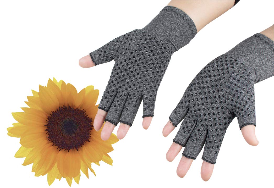 enshey anti-arthritis Kompression Handschuhe für Damen Herren, Kompression Therapie und Wärme zu erhöhen Durchblutung Schmerzen und Fördern Heilung - atmungsaktiv, fingerlos, Anti-Rutsch-1 Paar