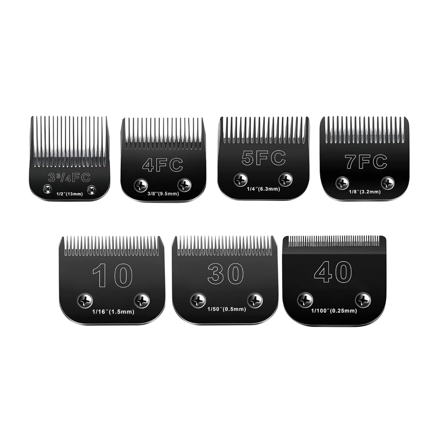 Photo 1 of Audoc 10 Blades Dog Grooming Blades Compatible with Andis/Oster A5/Wahl KM-10 Series Dog Clippers,Detachable Clipper Replacement Blade,Black (7PCS #10+30+40+3FC+4FC+5FC+7FC)