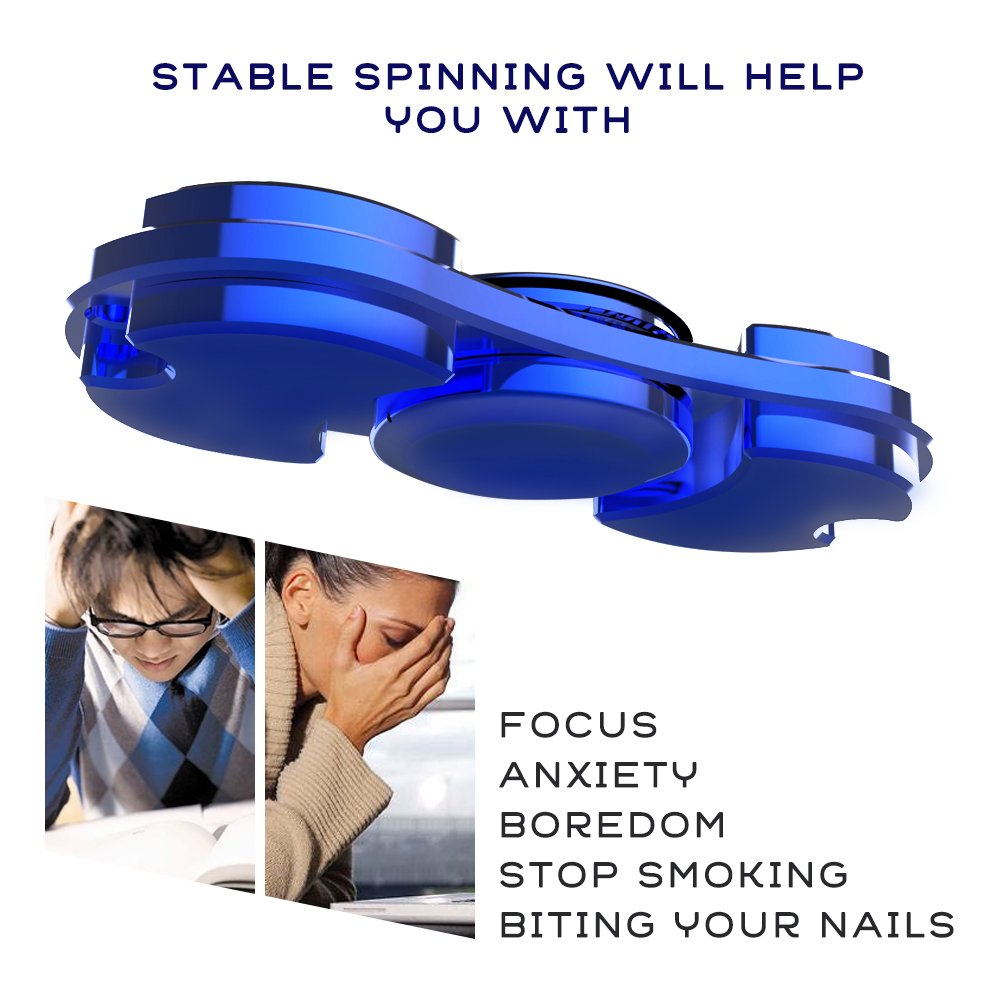 Fidget Metal Hand Spinner,AOPETIO EDC Toy Finger Metal Fidget Spinner for Relieving Stress Anxiety ADD ADHD Focus Your Mind (Blue, 01 EDC)