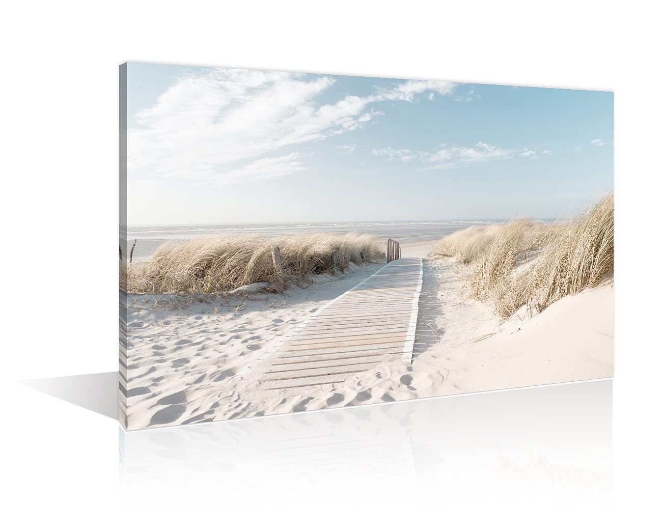 TISHIRON Wall Art Decor Boardwalk Sandy Beach Canvas Pictures Artwork Framed Seaside Print Painting Home Decor for Home Decor(12X8in)