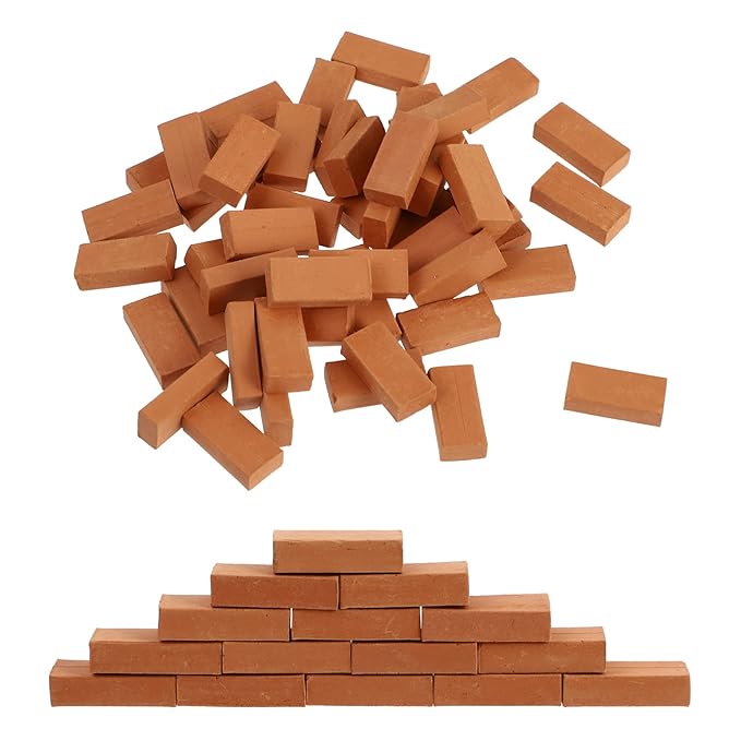 HEALLILY 100Pcs 1/16 Miniature Brick Mini Wall Brick Model Dollhouse