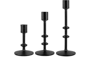 VIVIRENOIR Black Candlestick Holders Set of 3 - Modern Taper Candle Holders for Home Decor, Candle Sticks Holder Decor for Weddings Birthdays Christmas Parties - Candlestick Holder for Living Room Centerpieces