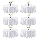 joybest 6 Pack White 60 Inch Round Tablecloths Fit
