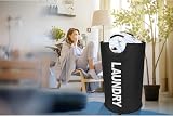 Maxsilan 90L Large Laundry Basket Freestanding Collapsible Black view 8