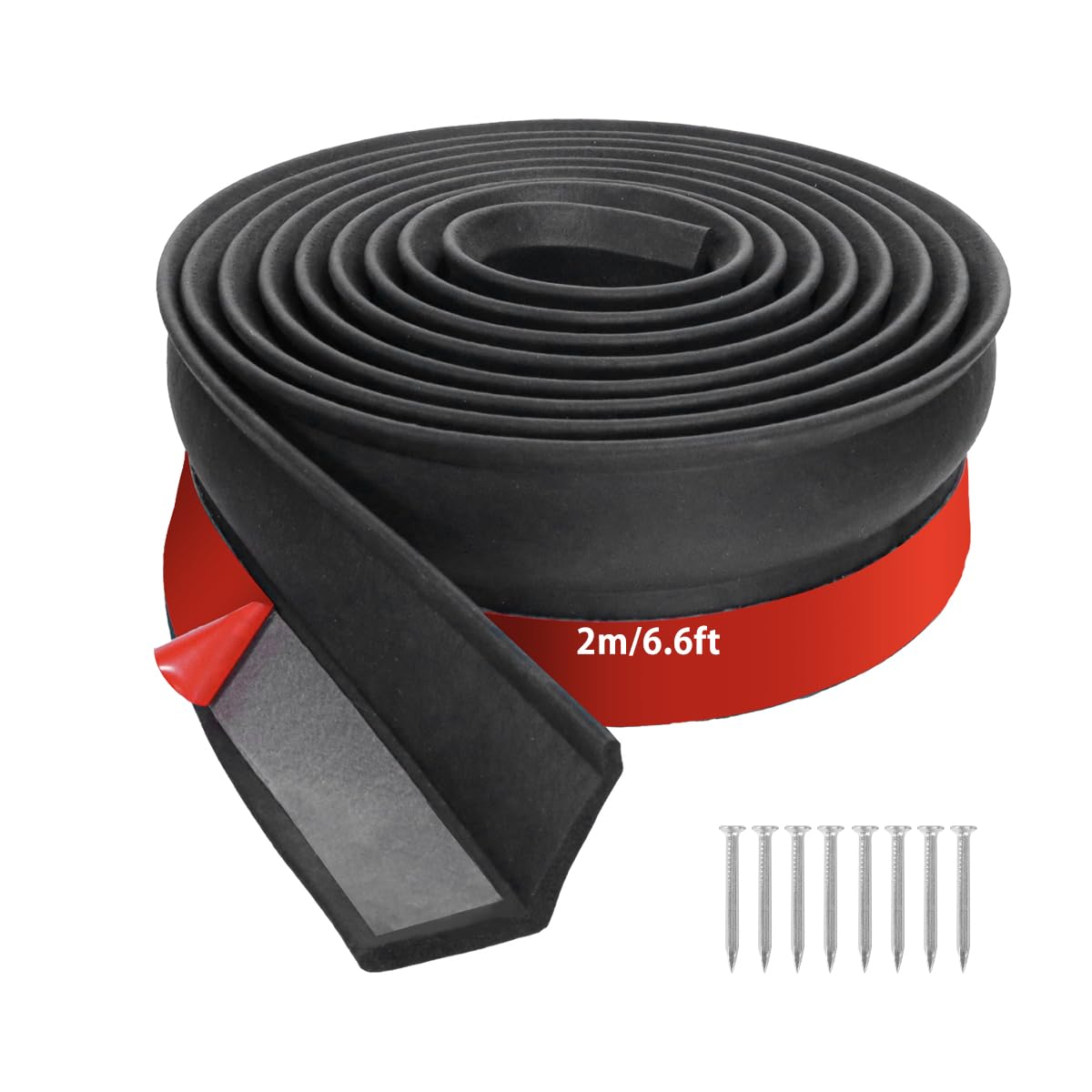 Garage Door Seal 2m Draft Excluder for Garage Doors Weather Sealing Strip Kit with Nails