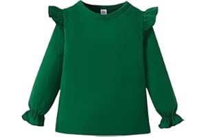 LYSMuch 1-7T Toddler Baby Girls Blouse Long Sleeve Ruffle Shirt Solid Top Clothes